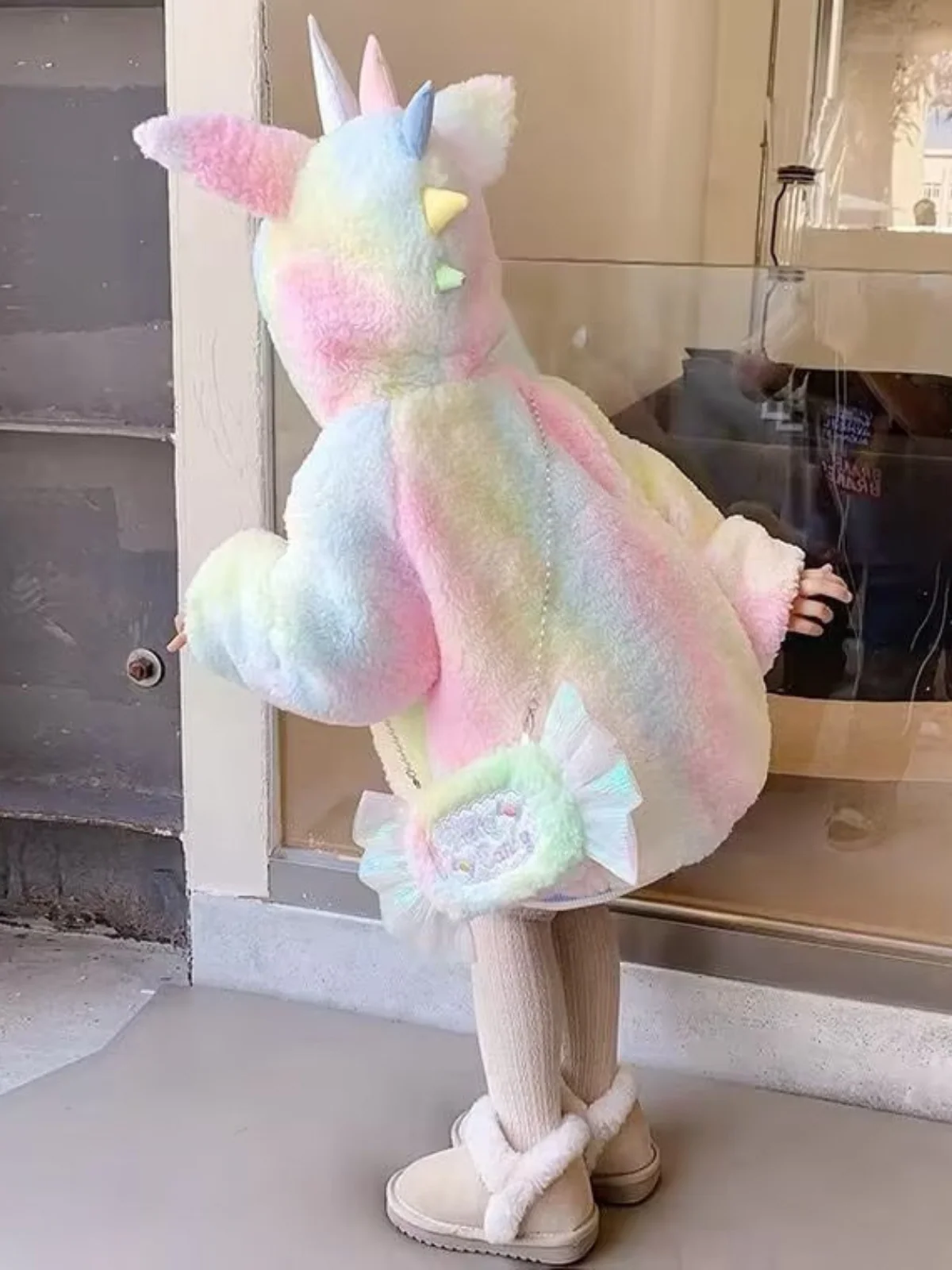 Rainbow Runway Pastel Plush Unicorn Jacket - Image 2