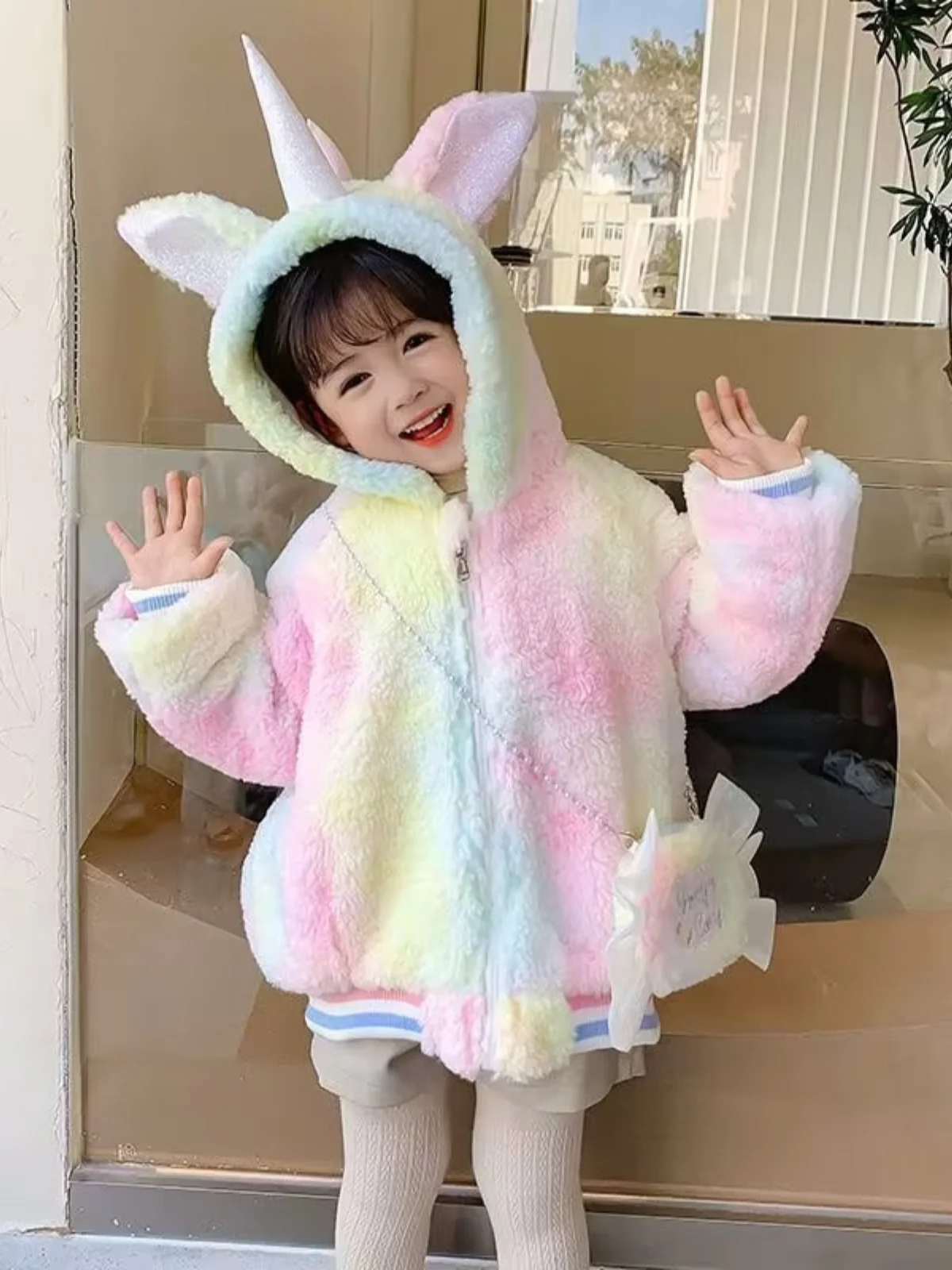 Rainbow Runway Pastel Plush Unicorn Jacket - Image 3