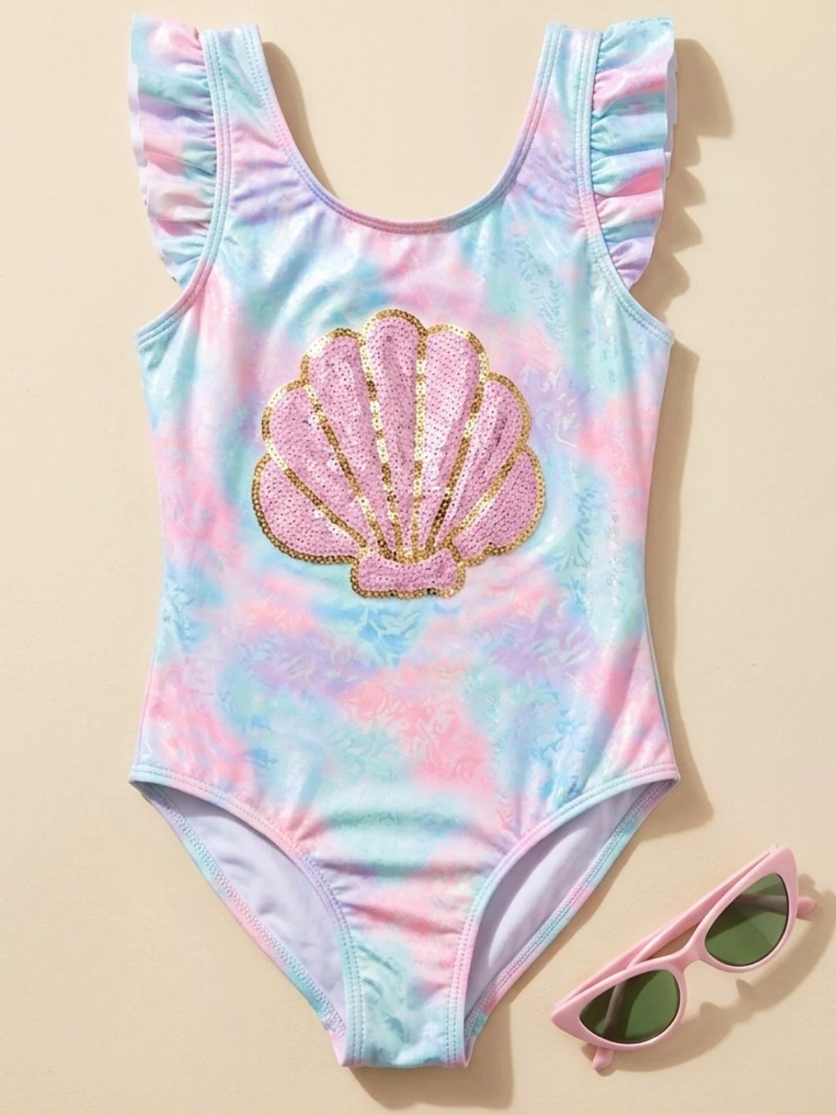 Pastel Shimmer Shell One Piece Swimsuit - Image 3