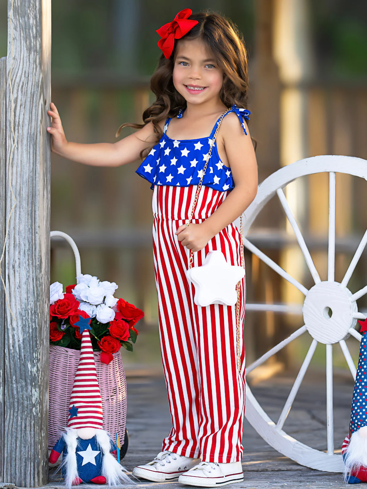 Patriotic Star & Stripes Tie-Strap Jumpsuit - Image 2