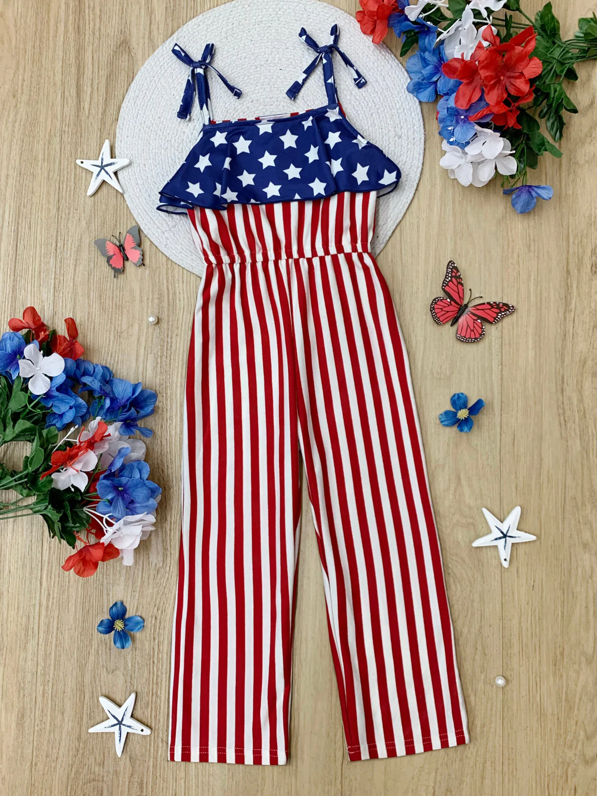 Patriotic Star & Stripes Tie-Strap Jumpsuit - Image 4