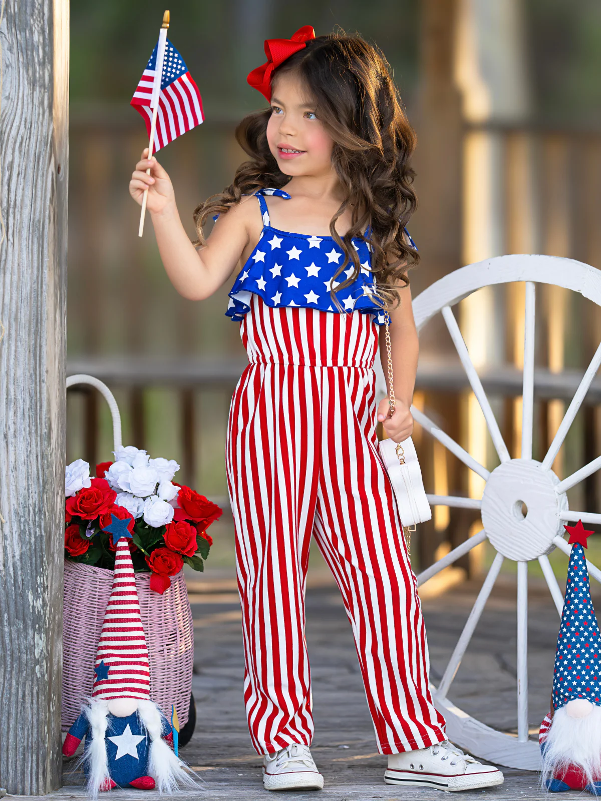 Patriotic Star & Stripes Tie-Strap Jumpsuit - Image 5