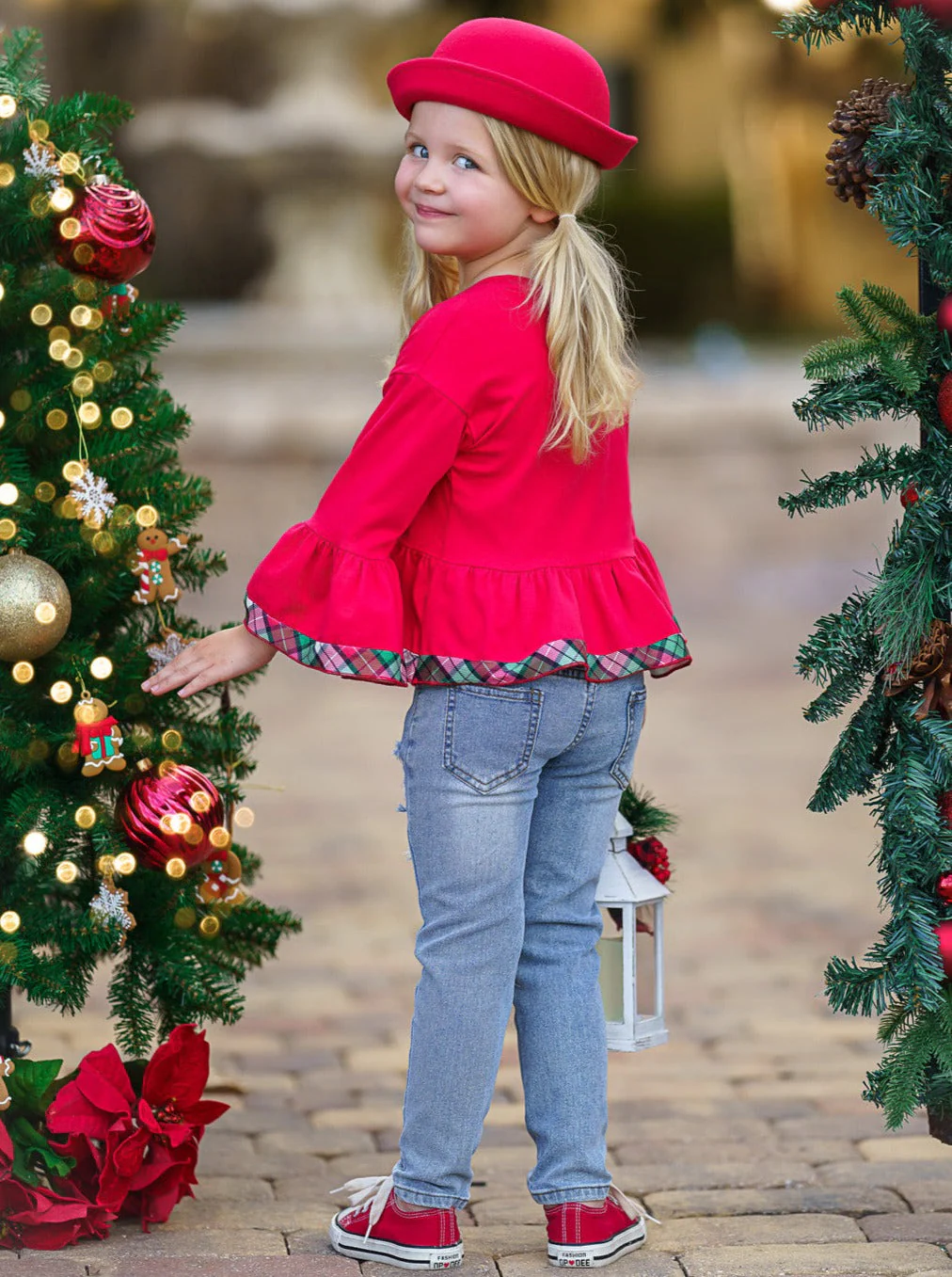 Peace, Love, Christmas Patched Jean Set - Image 6