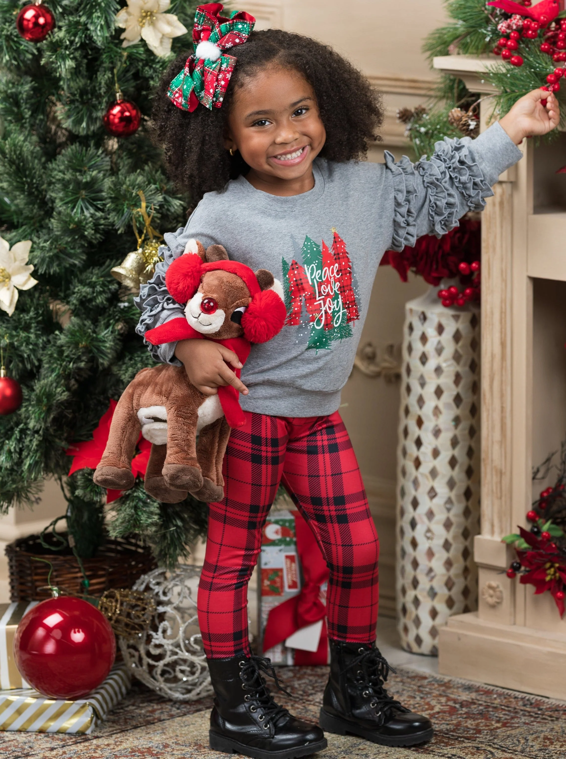 Peace Love Joy Plaid Legging Set - Image 2