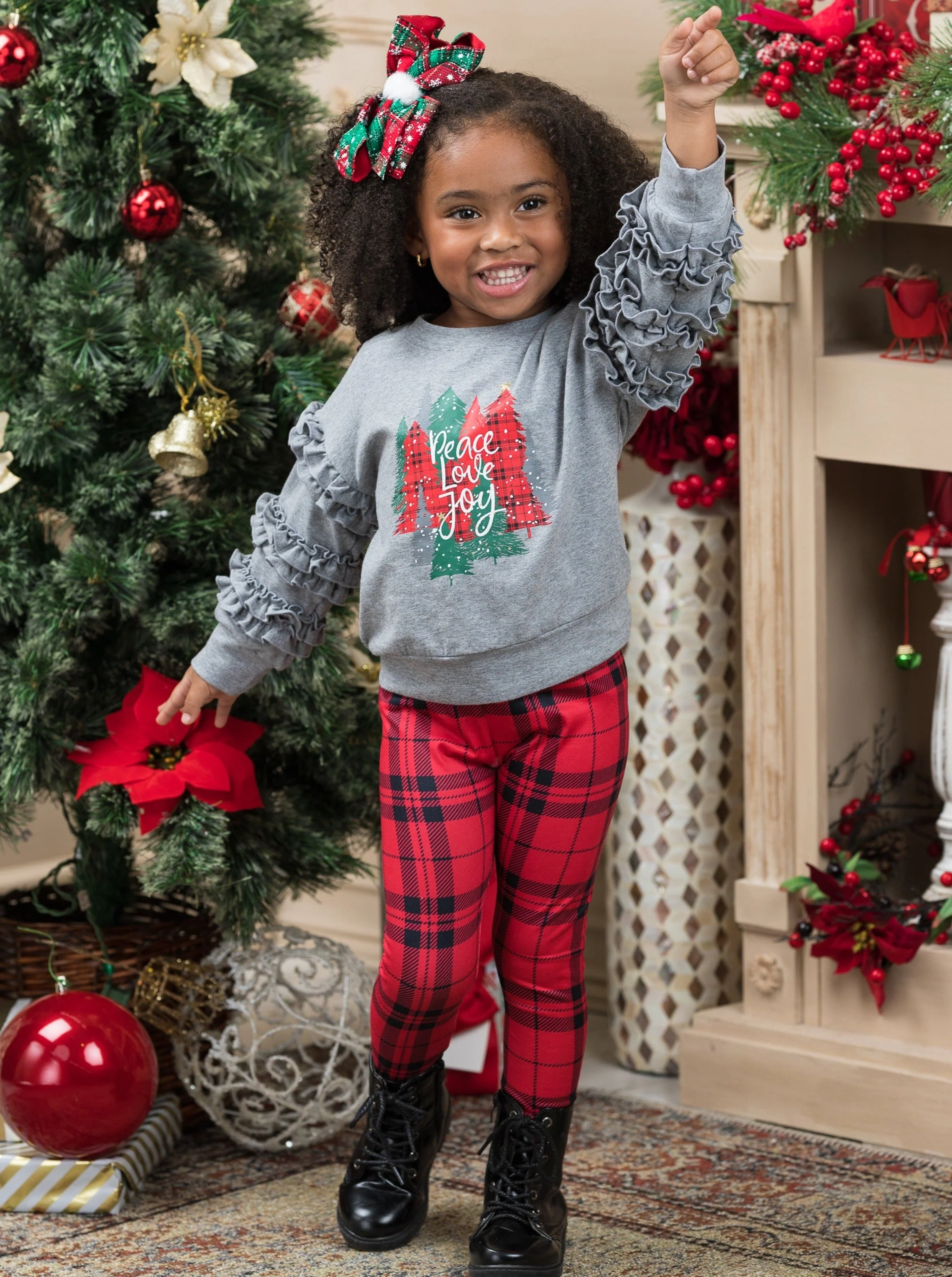 Peace Love Joy Plaid Legging Set - Image 6