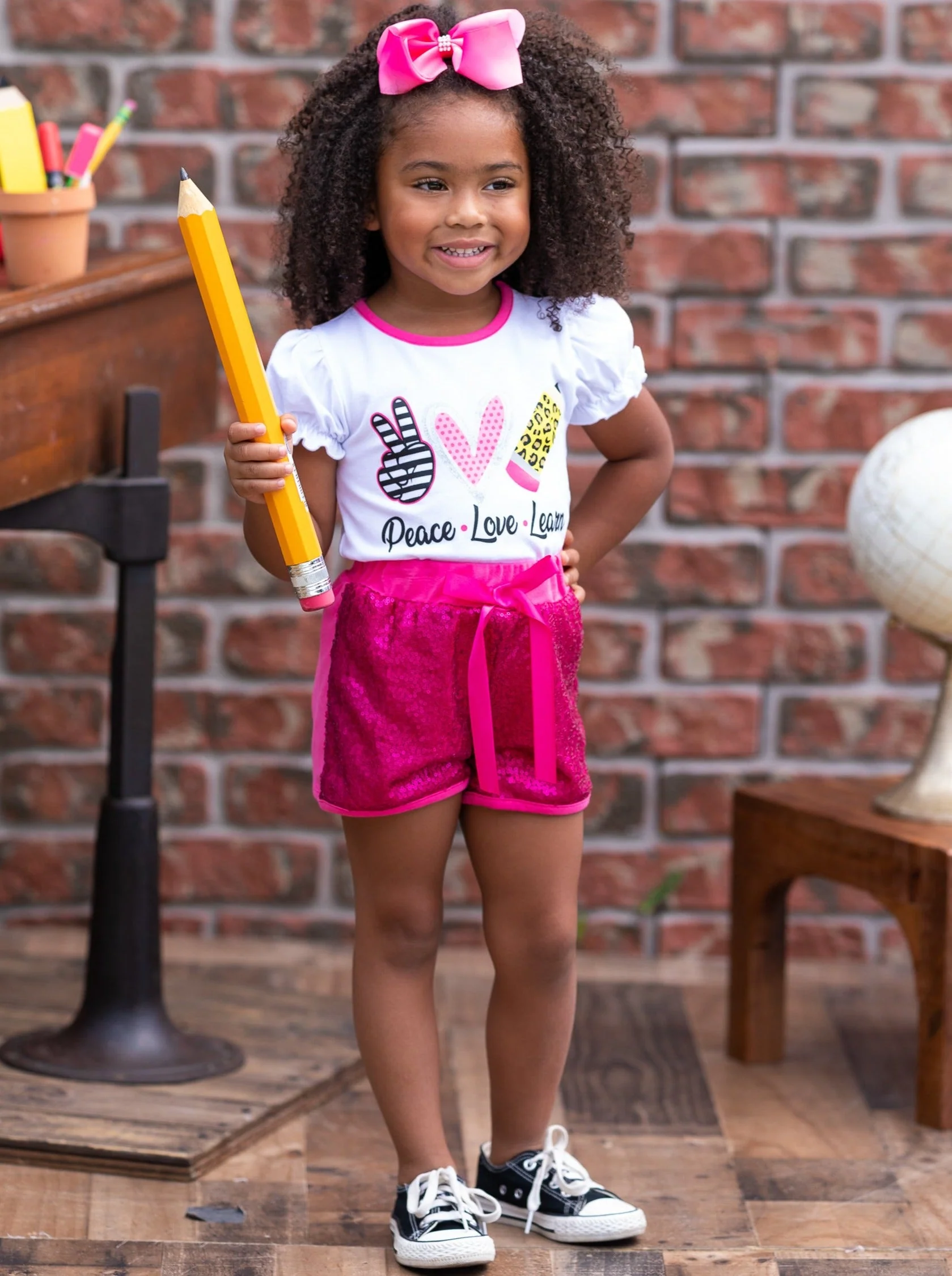 Peace, Love, Learn Sequin Short Set - Image 2