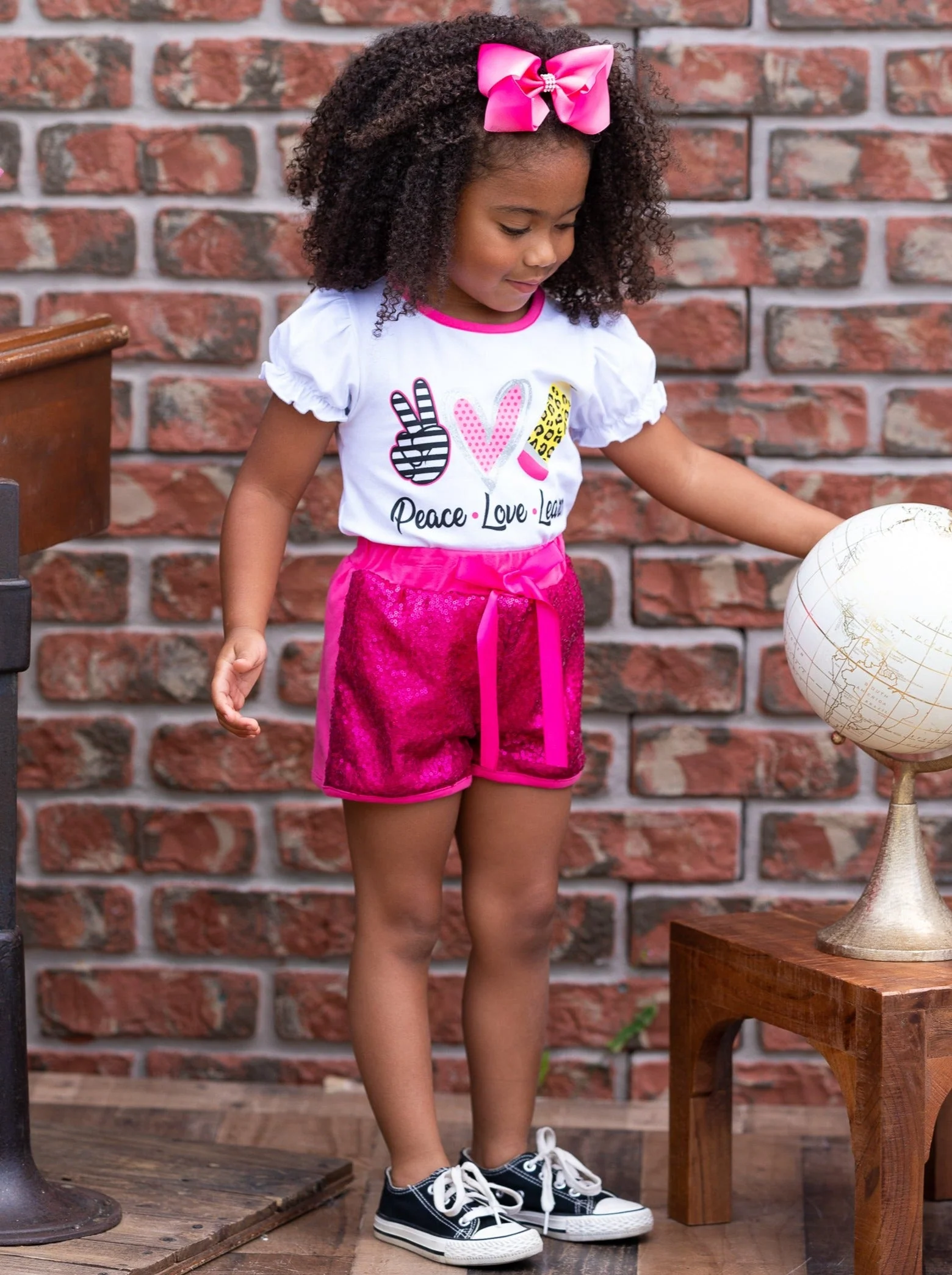 Peace, Love, Learn Sequin Short Set - Image 3
