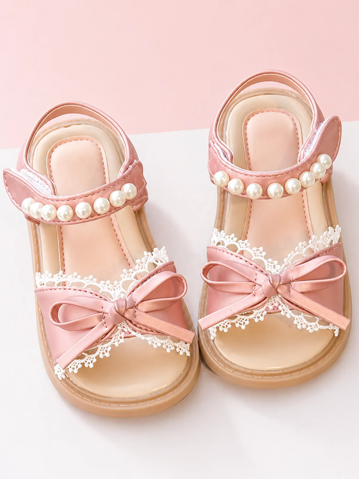 Sweet Lace Bow Pearl Strap Sandals - Image 4