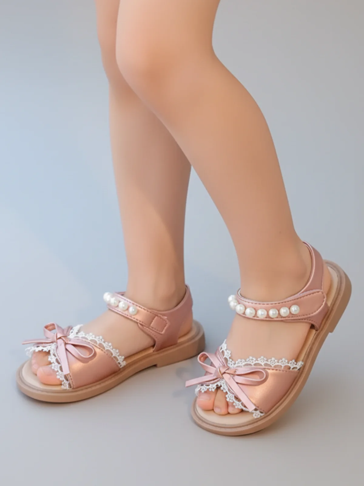Sweet Lace Bow Pearl Strap Sandals - Image 5