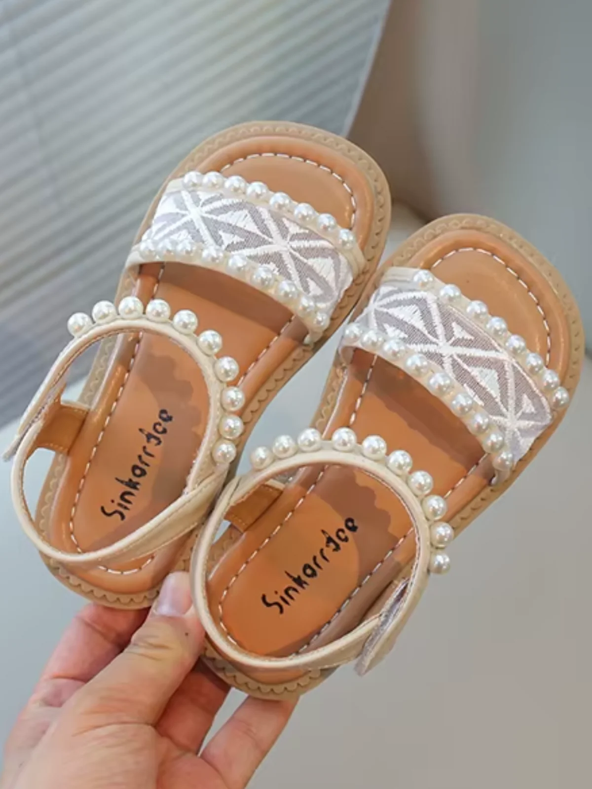 Chic Pearl Lace Strap Boho Summer Sandals - Image 5