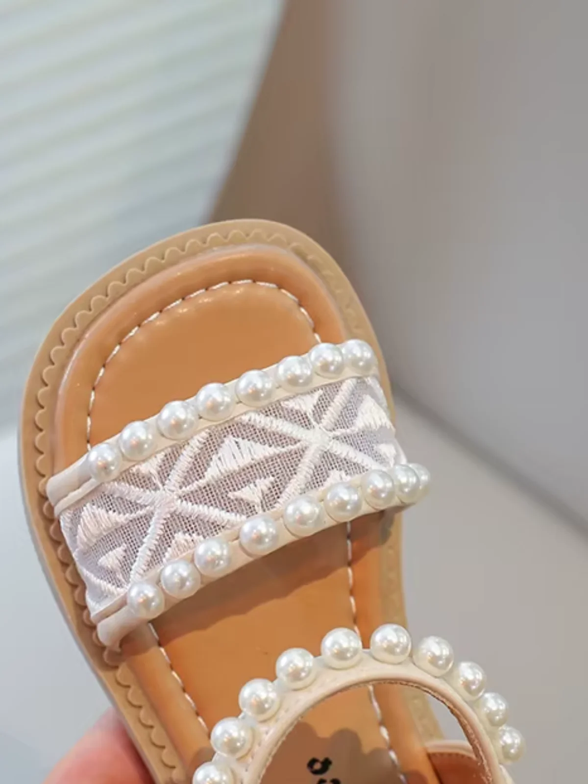 Chic Pearl Lace Strap Boho Summer Sandals - Image 7