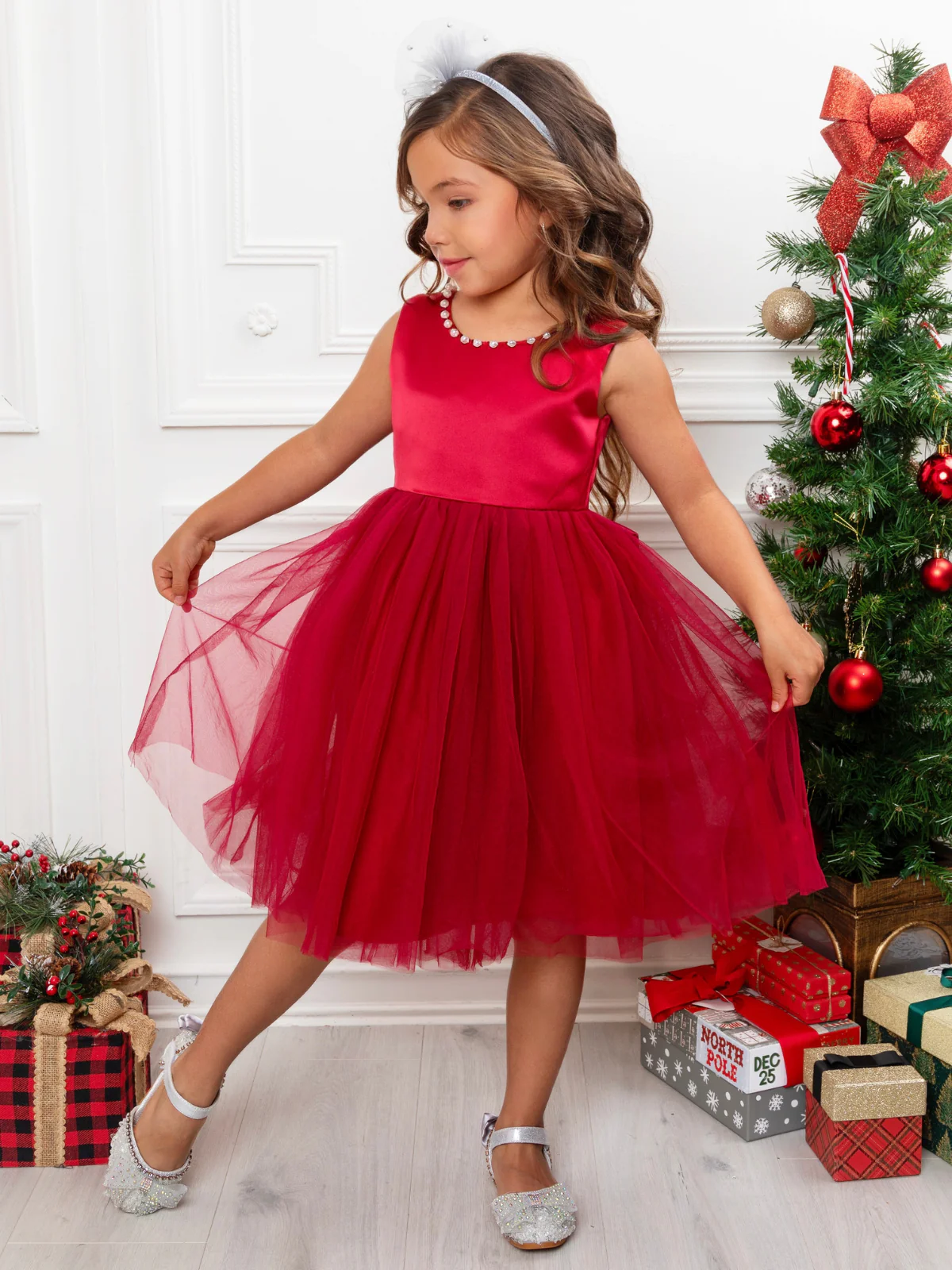 Pearl-Trim Big Bow Tulle Princess Dress - Image 2