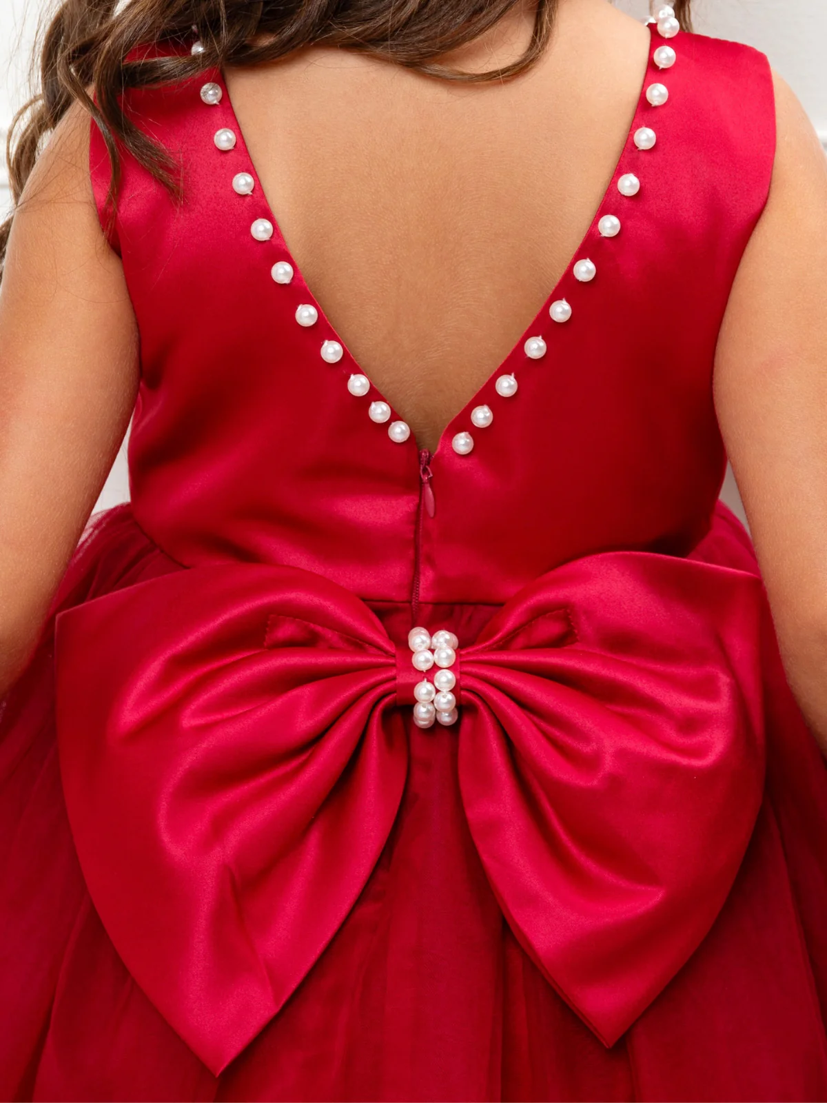 Pearl-Trim Big Bow Tulle Princess Dress - Image 4