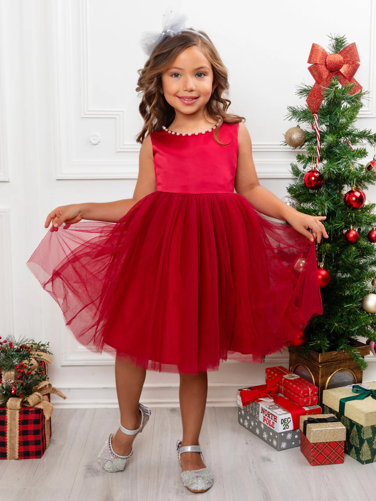 Pearl-Trim Big Bow Tulle Princess Dress - Image 5
