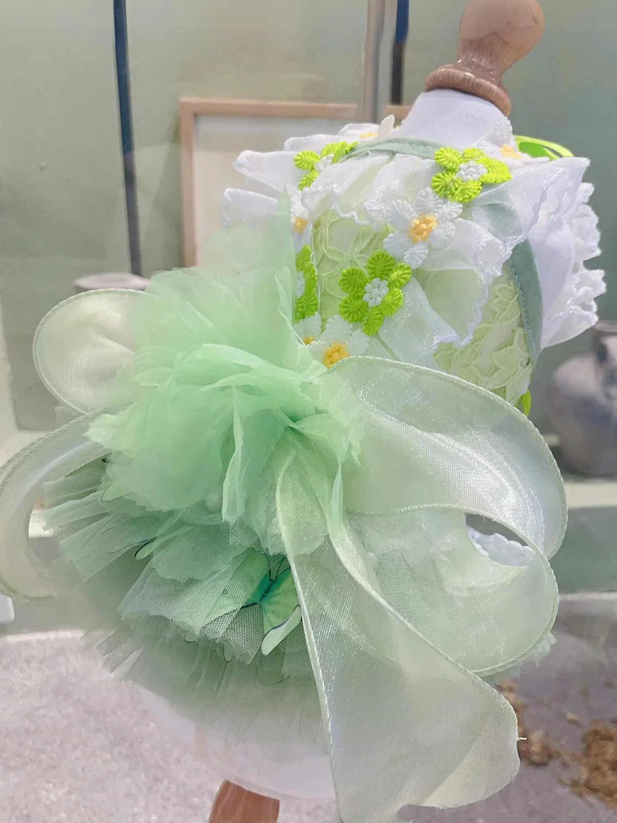 Dog Green Lace Flower With Wing Princess Halloween Dress - Image 3