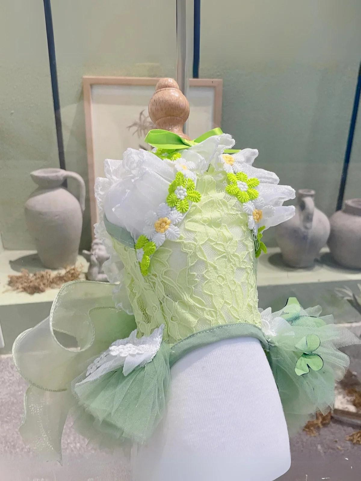 Dog Green Lace Flower With Wing Princess Halloween Dress - Image 4