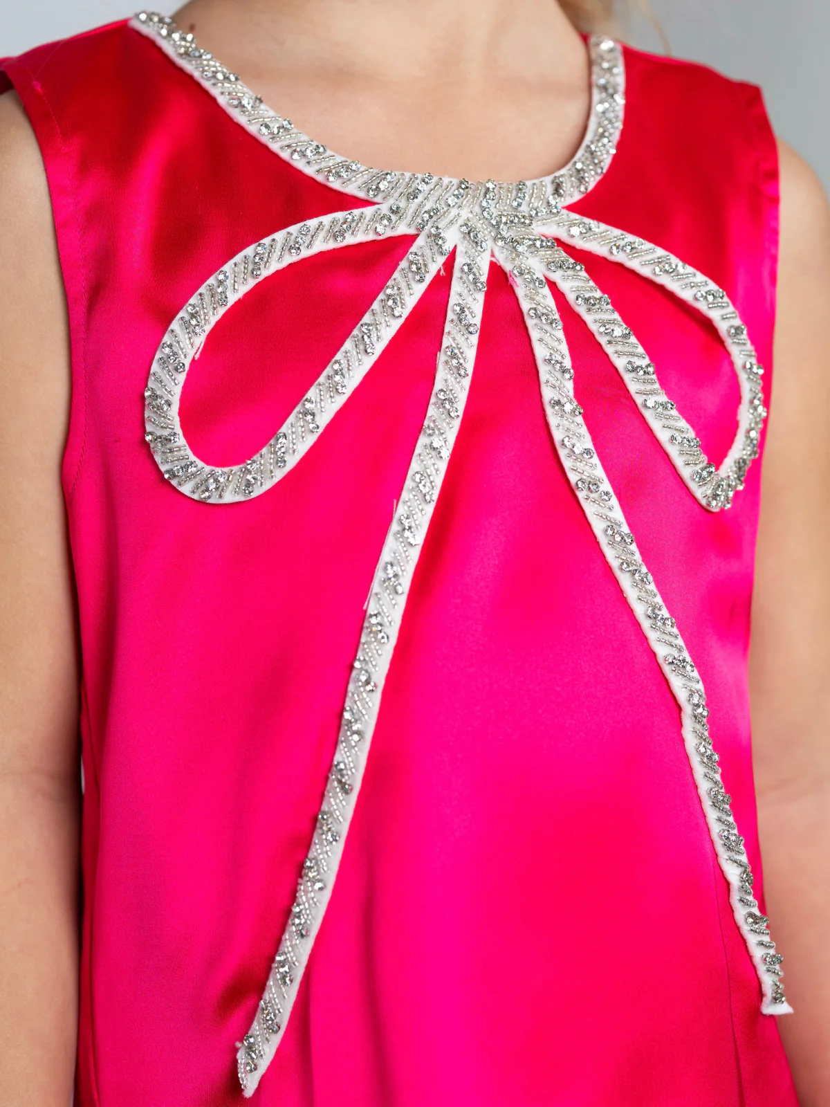Fuchsia Flora Crystal-Bow Party Dress - Image 2