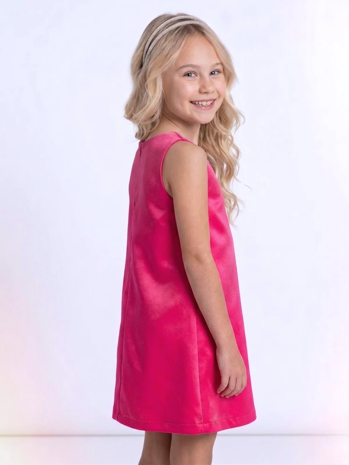 Fuchsia Flora Crystal-Bow Party Dress - Image 3