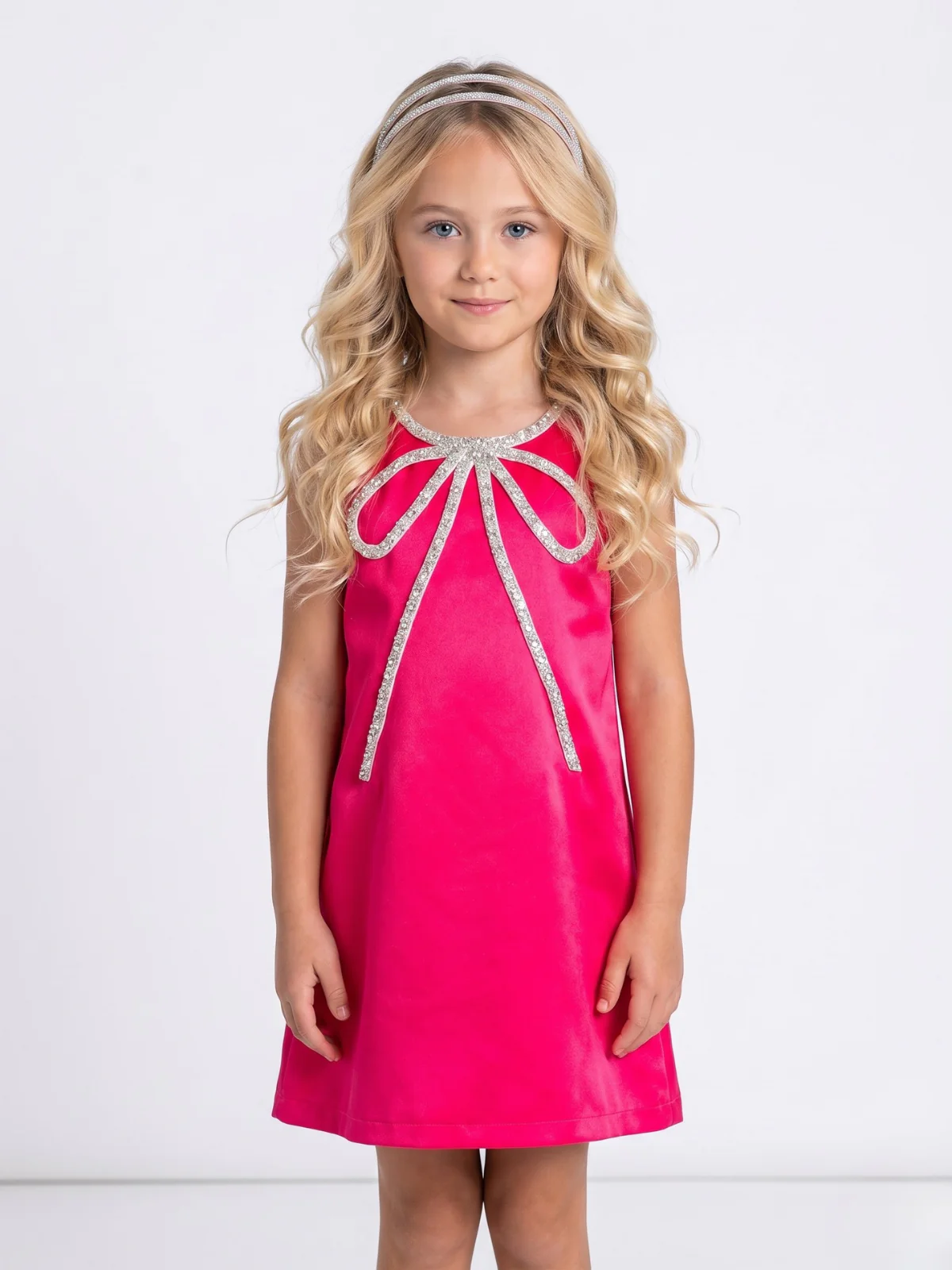 Fuchsia Flora Crystal-Bow Party Dress - Image 6