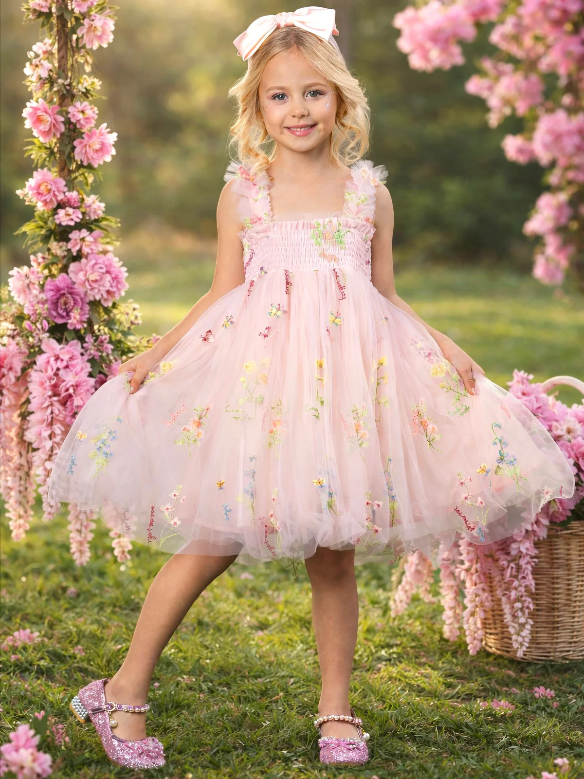 Butterfly Garden Embroidered Tulle Party Dress - Image 2