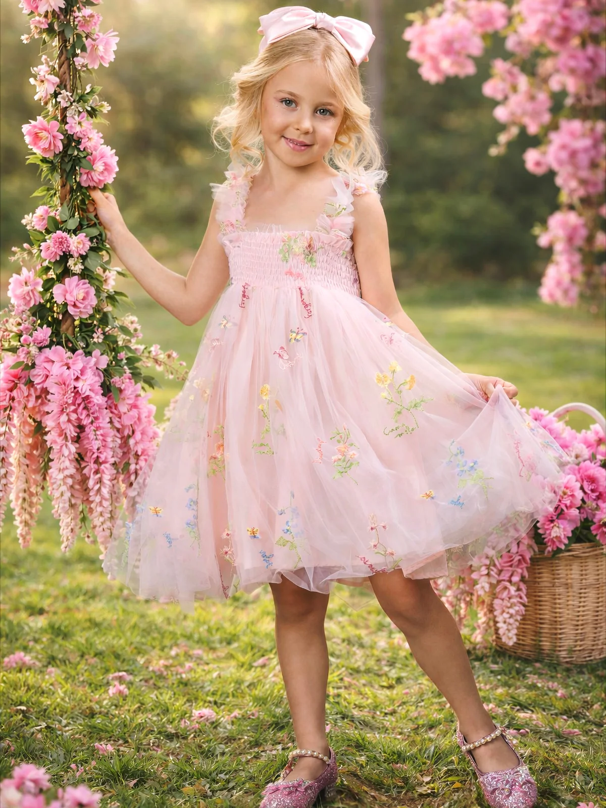 Butterfly Garden Embroidered Tulle Party Dress - Image 4