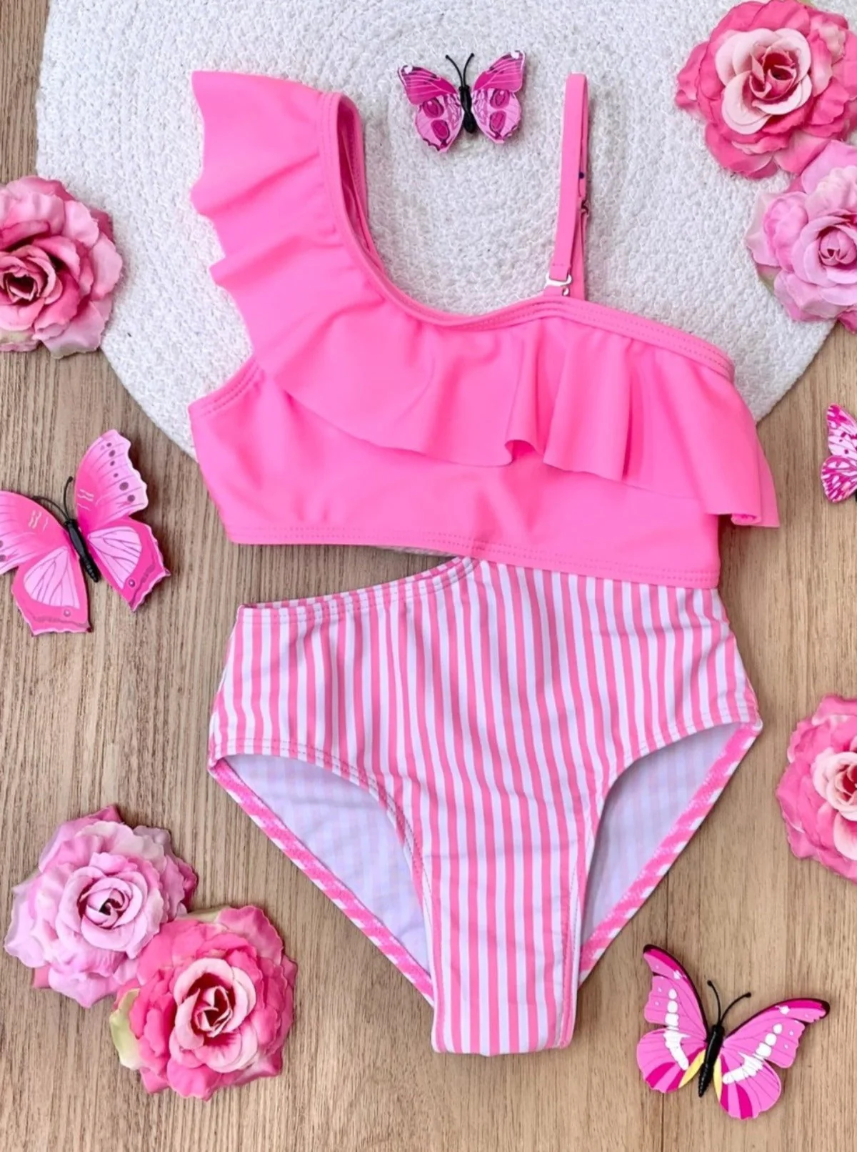 Blush and Splash Pink Ruffle One-Piece Swimsuit - Image 2
