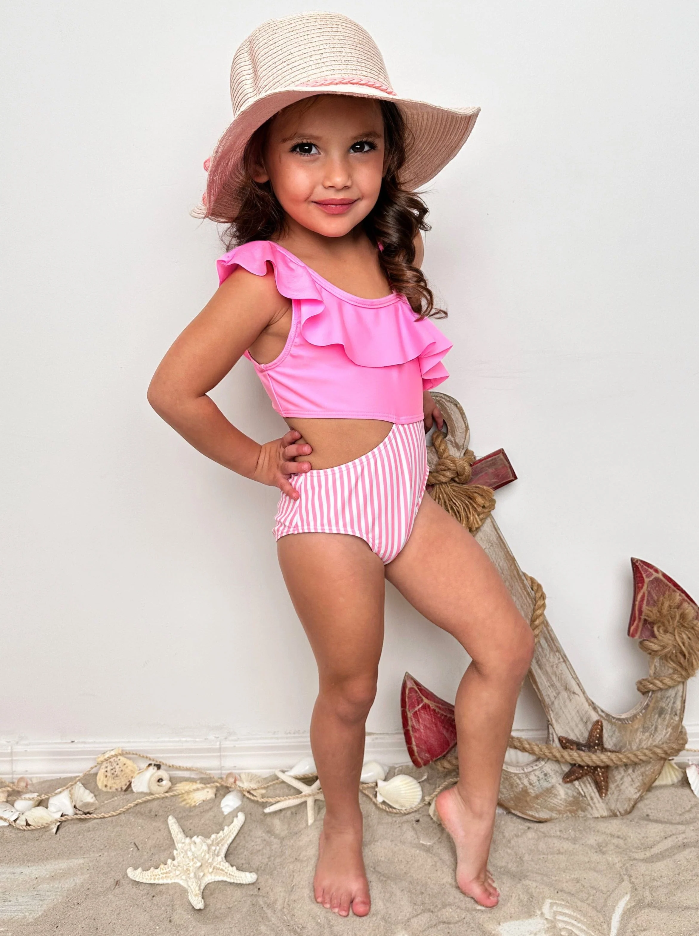 Blush and Splash Pink Ruffle One-Piece Swimsuit - Image 8