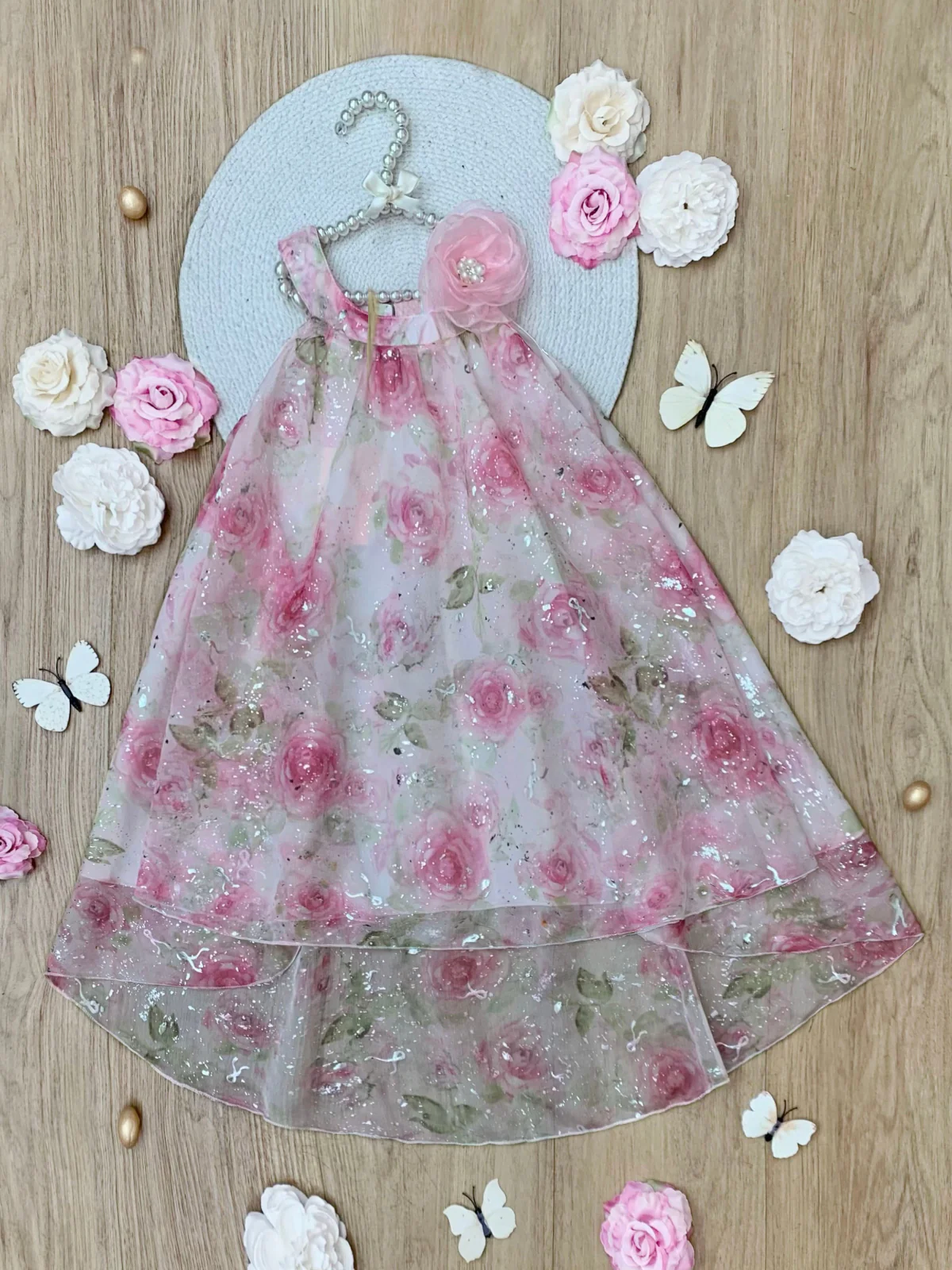 Blush Bloom Floral Chiffon Hi-Lo Dress - Image 4