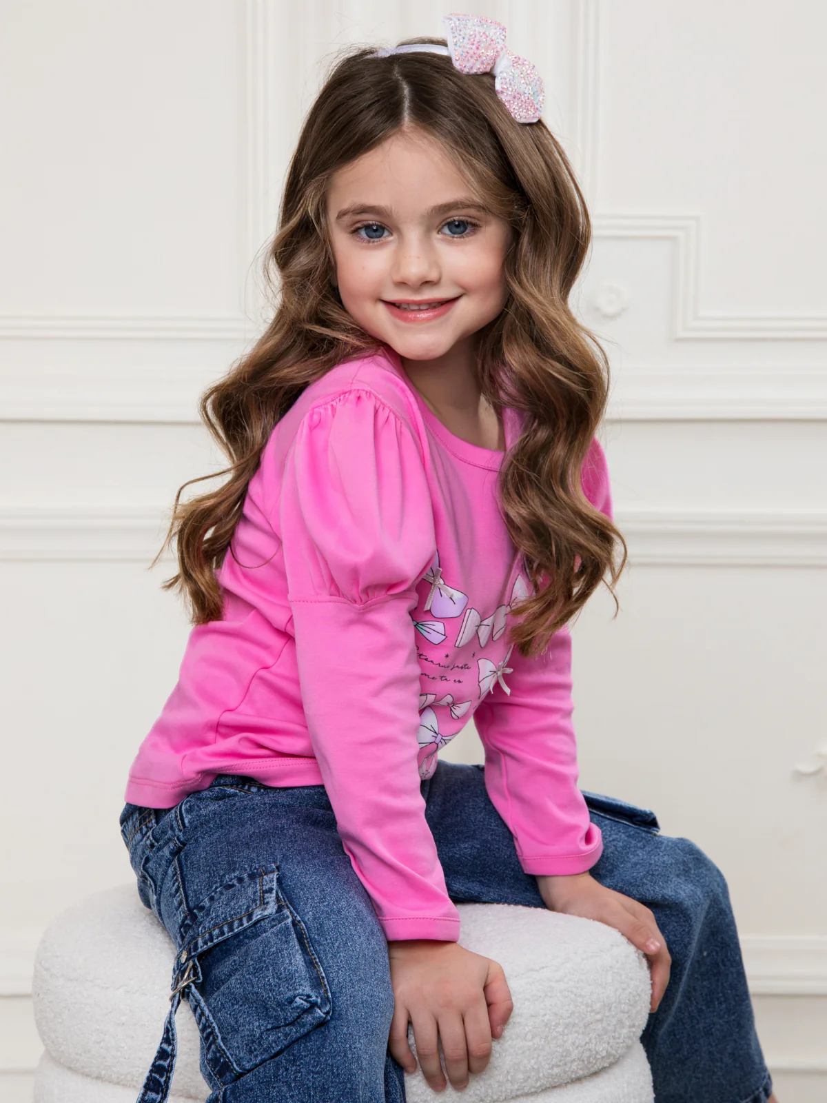 Charmed Bows Premium Cotton Puff Shoulder Top - Image 3