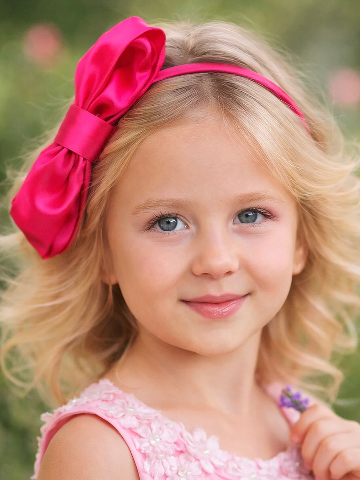 Pink Charm Bow Headband - Image 2
