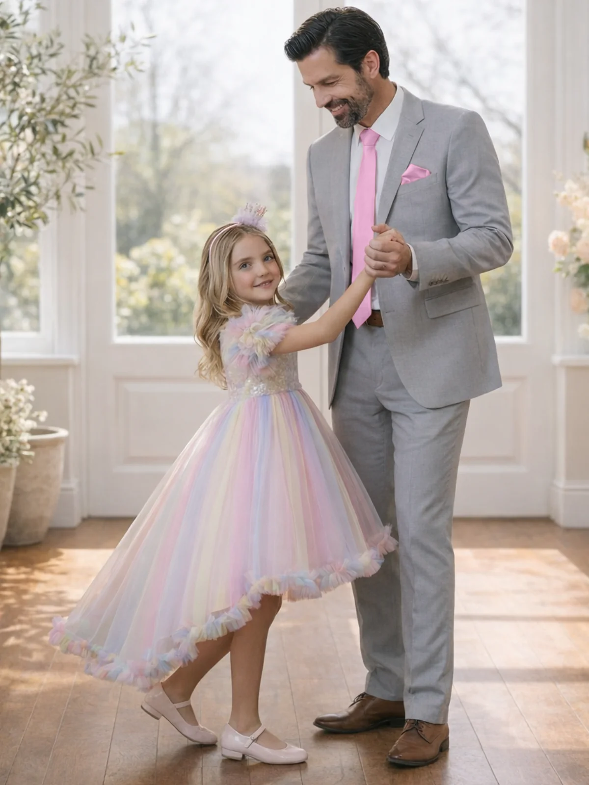 Daddy Daughter Dance Mens Pink Tie & Handkerchief Set - Image 2