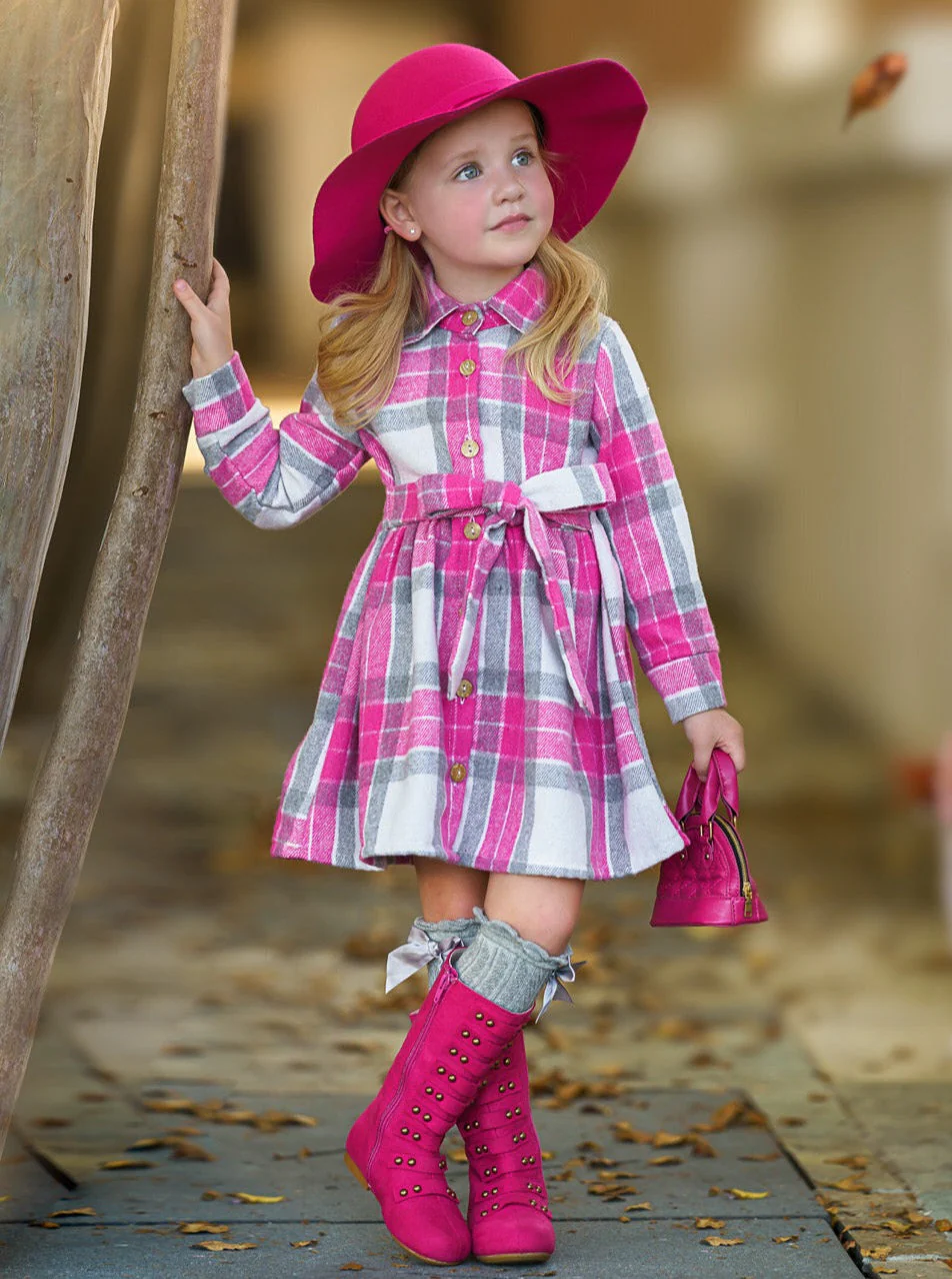 Pumpkin Harvest Pink Flannel Dress - Image 3