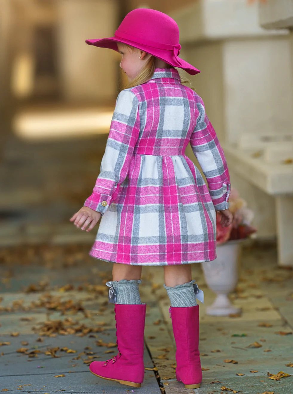 Pumpkin Harvest Pink Flannel Dress - Image 4