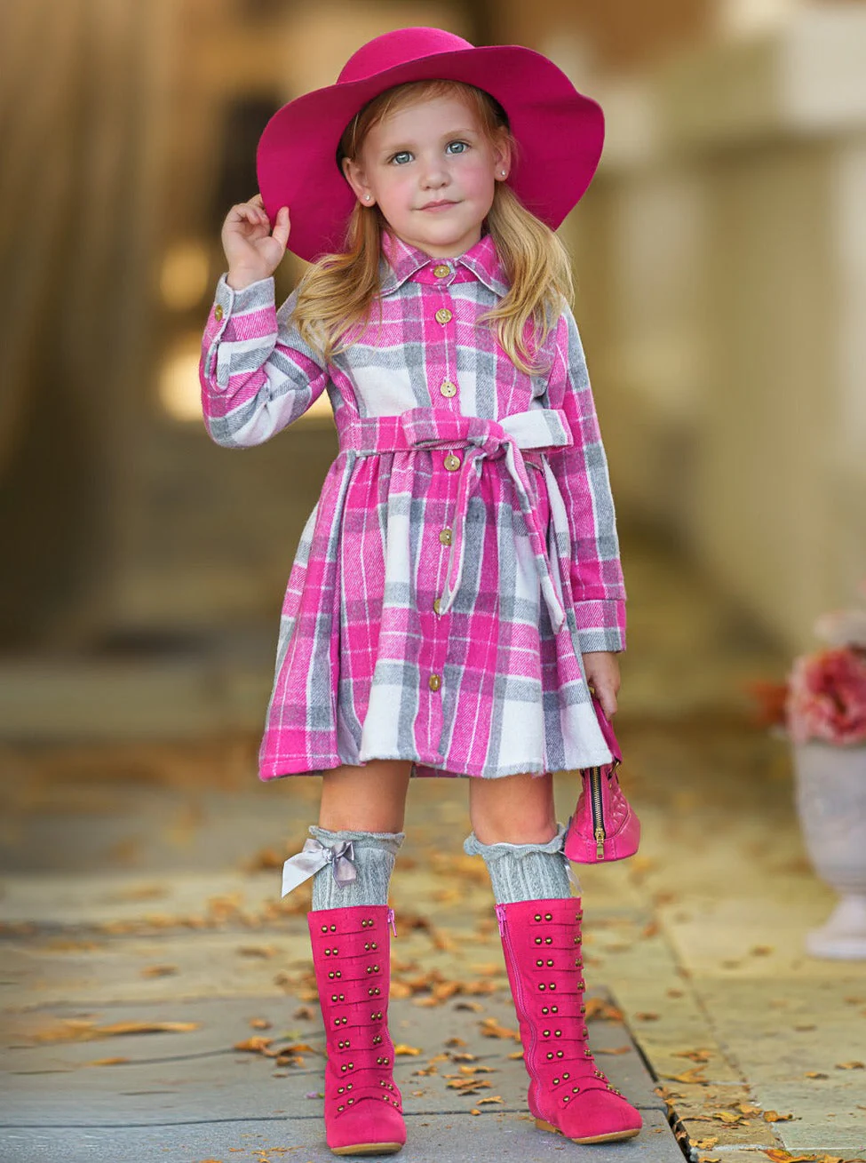 Pumpkin Harvest Pink Flannel Dress - Image 5