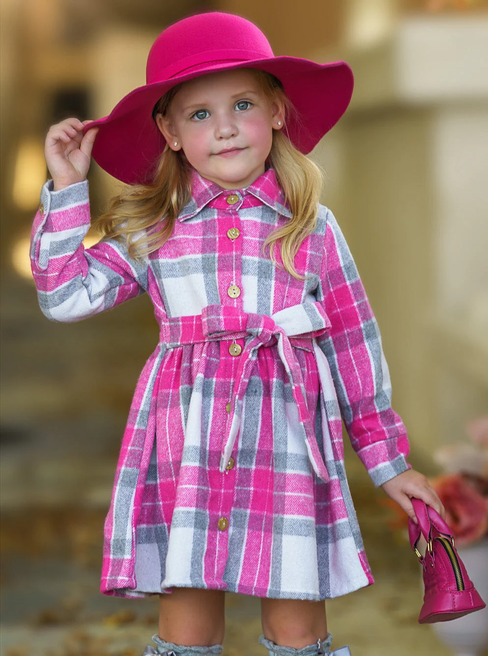 Pumpkin Harvest Pink Flannel Dress - Image 6
