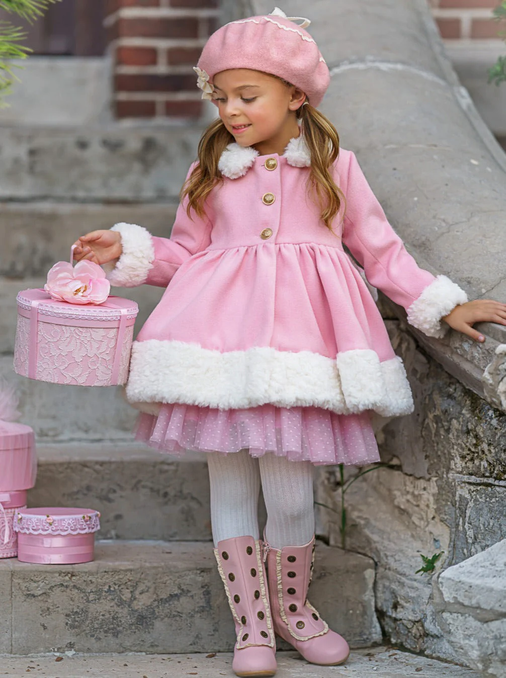 Touch of Pink Faux Fur Duchess Coat - Image 3
