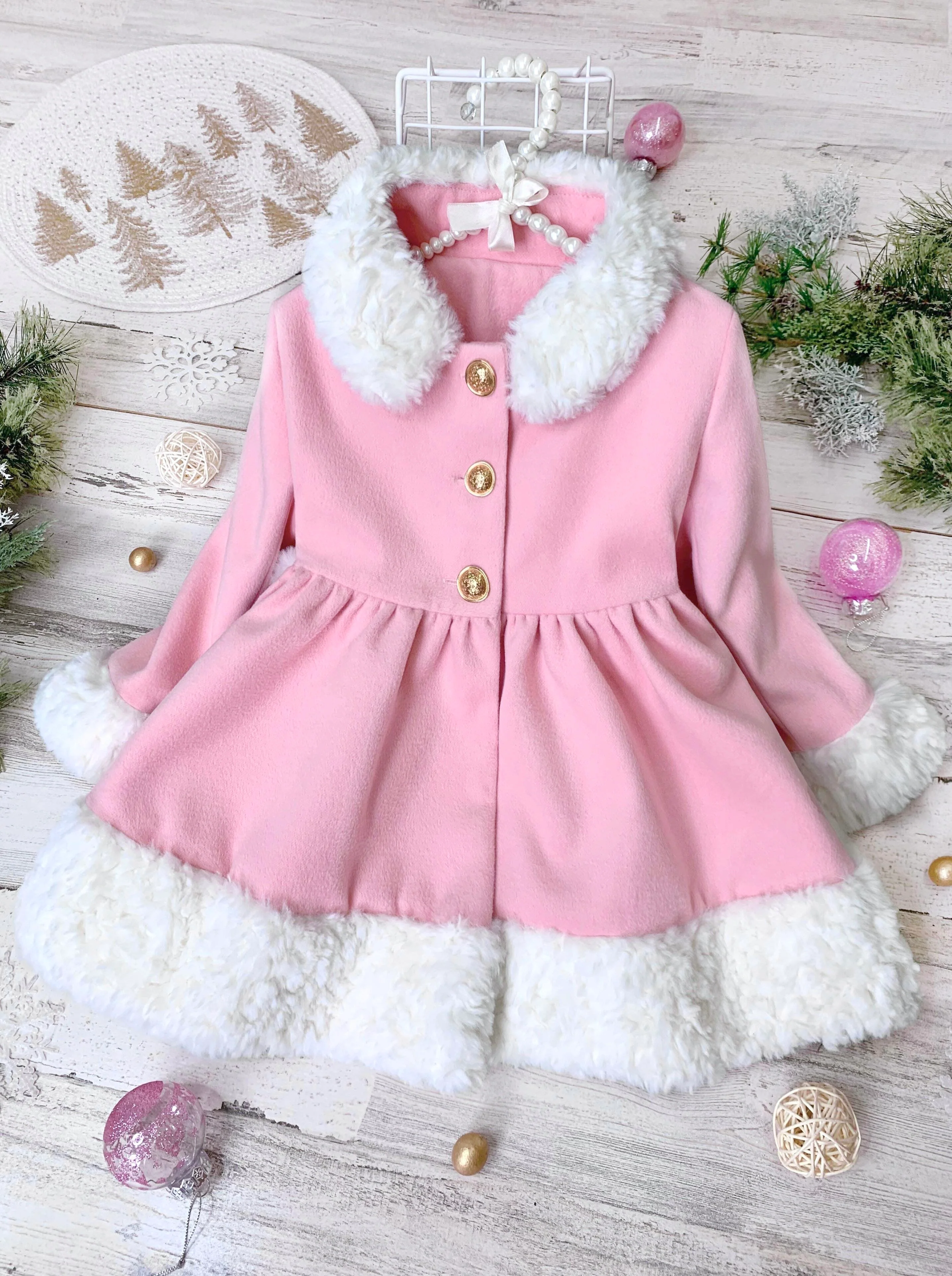 Touch of Pink Faux Fur Duchess Coat - Image 4