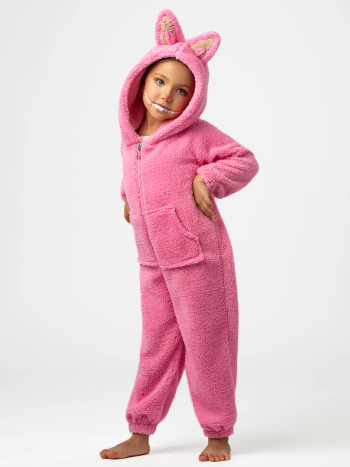 Pink Fluffy Lil Bubu Hooded Onesie Costume - Image 6