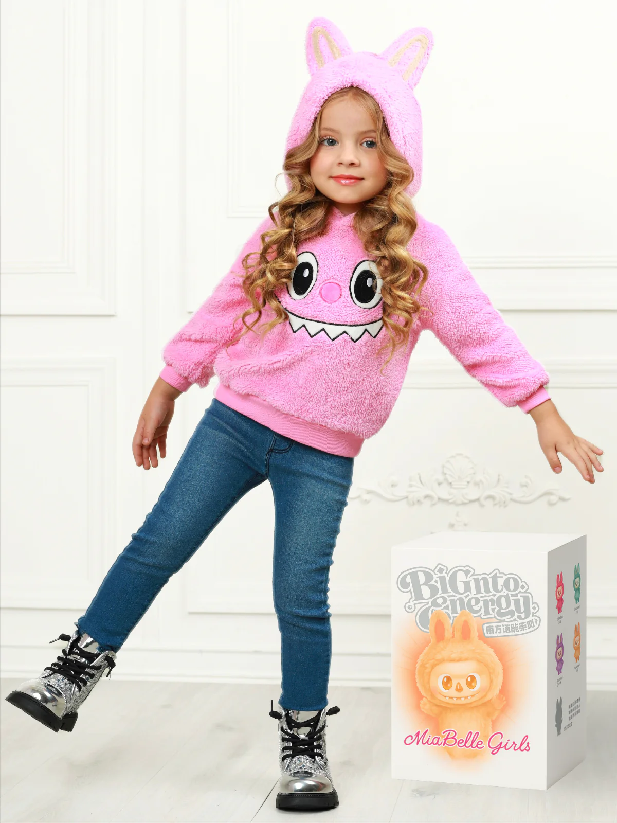 Pink Fluffy Lil Bubu Ears Hoodie - Image 2