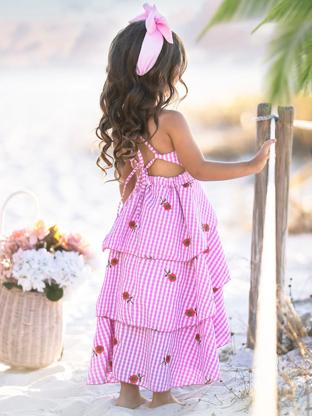 Bloom Gingham Embroidered Floral Ruffle Dress - Image 3