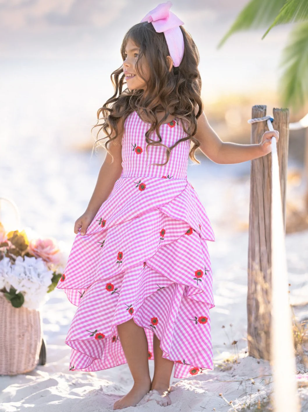 Bloom Gingham Embroidered Floral Ruffle Dress - Image 6