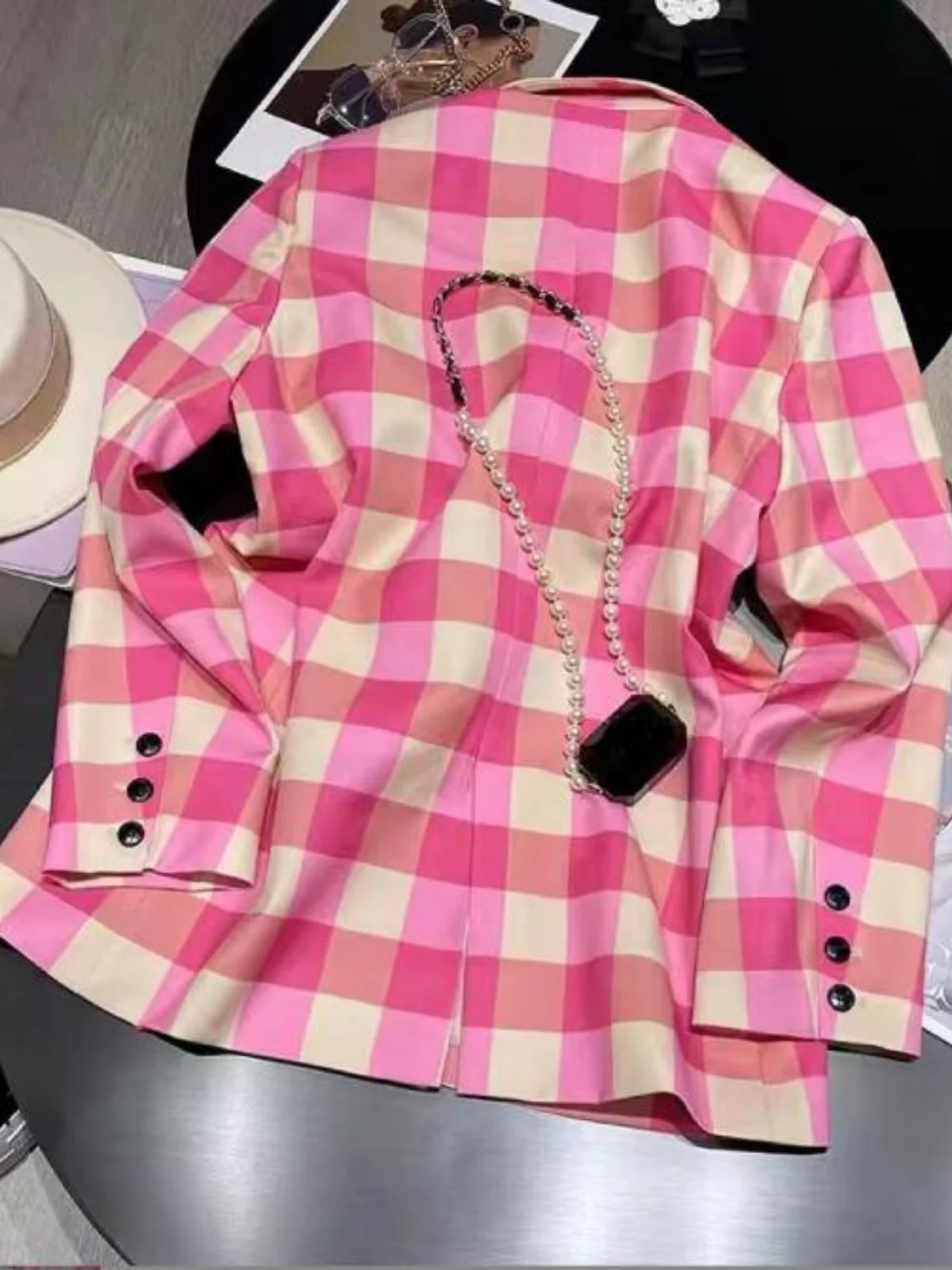 Preppy In Pink Gingham Blazer - Image 2