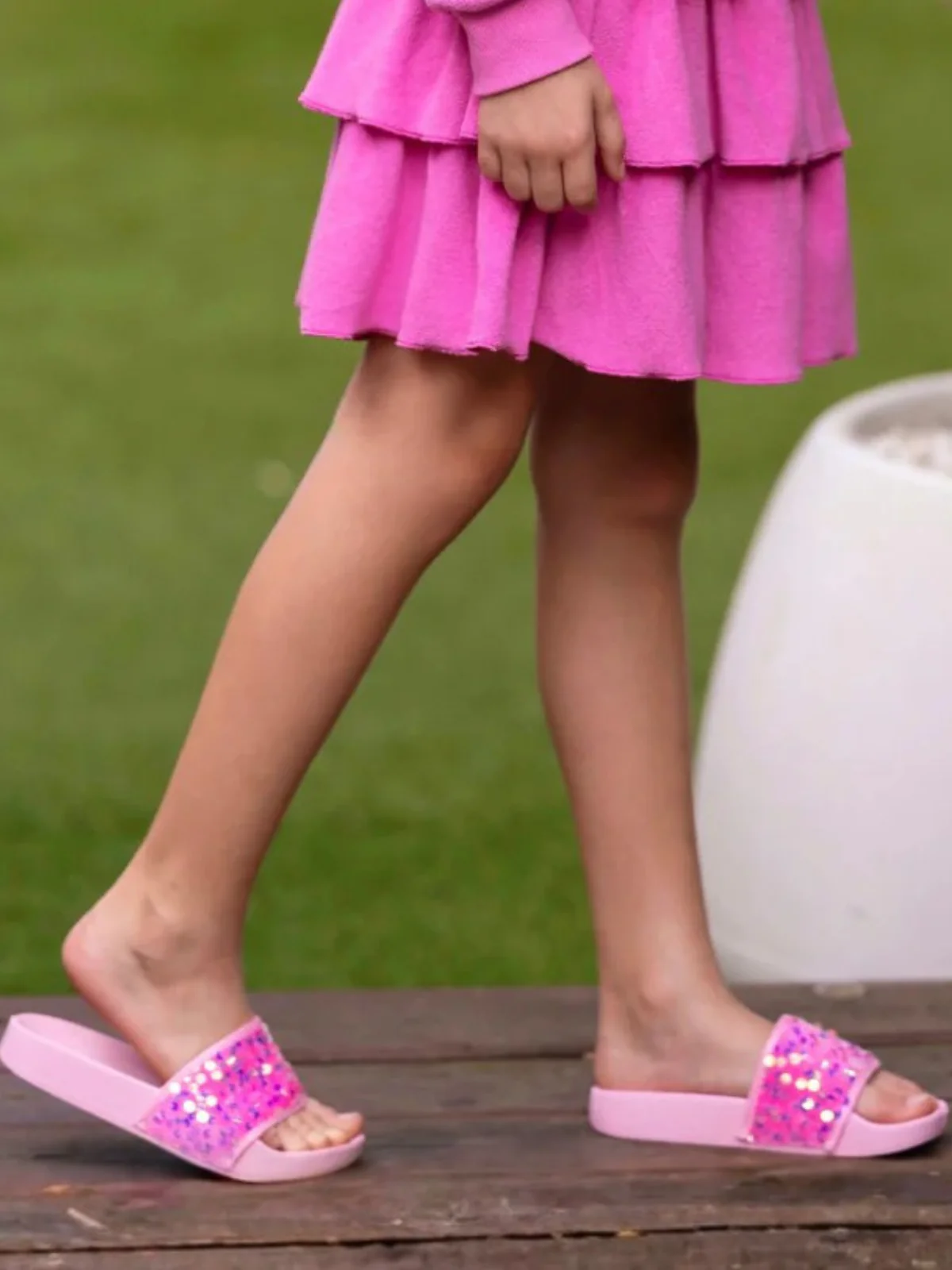 Pink Lagoon Sparkle Slide Sandals - Image 4