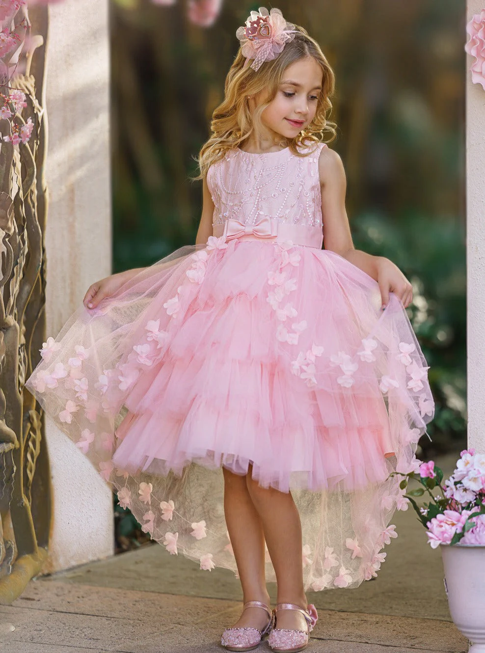 Fabulously Pink and Pretty Butterfly Special Occasion Dress - Image 3