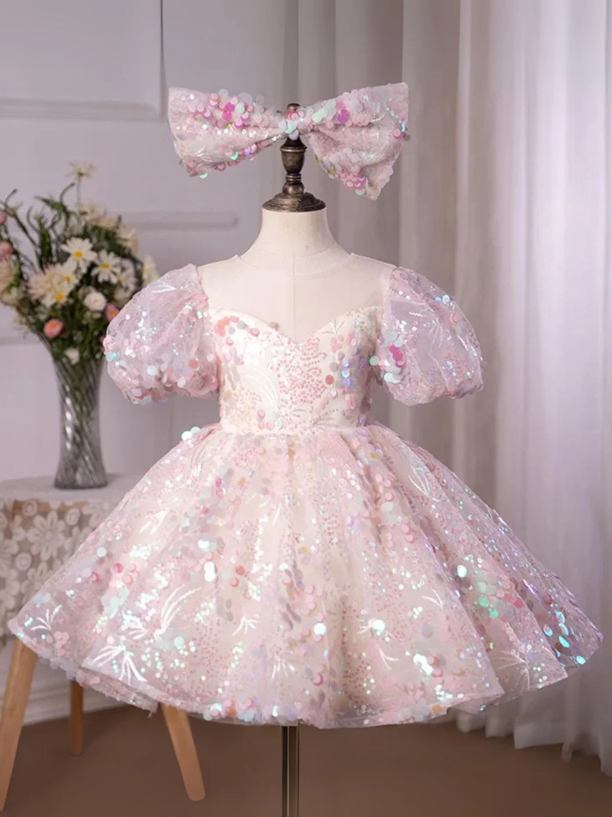 Pink Sequin Magic Mini Special Occasion Dress - Image 3