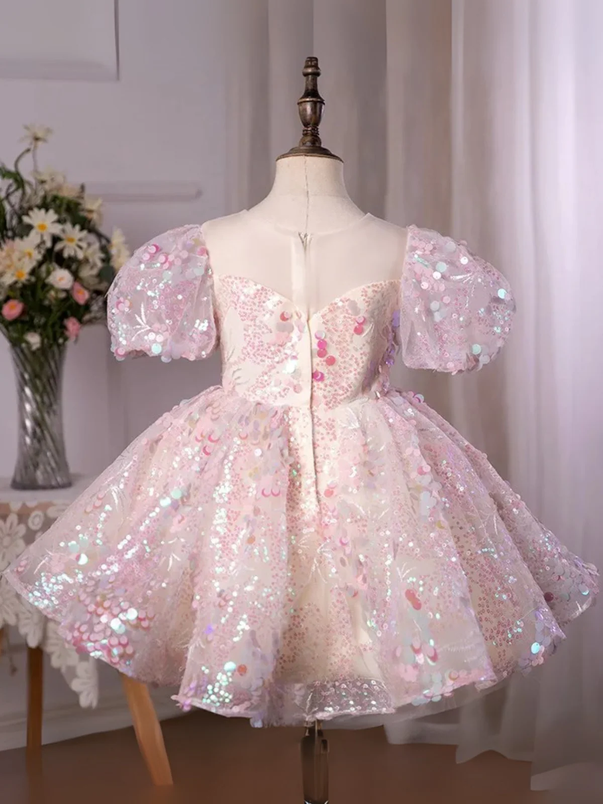 Pink Sequin Magic Mini Special Occasion Dress - Image 4