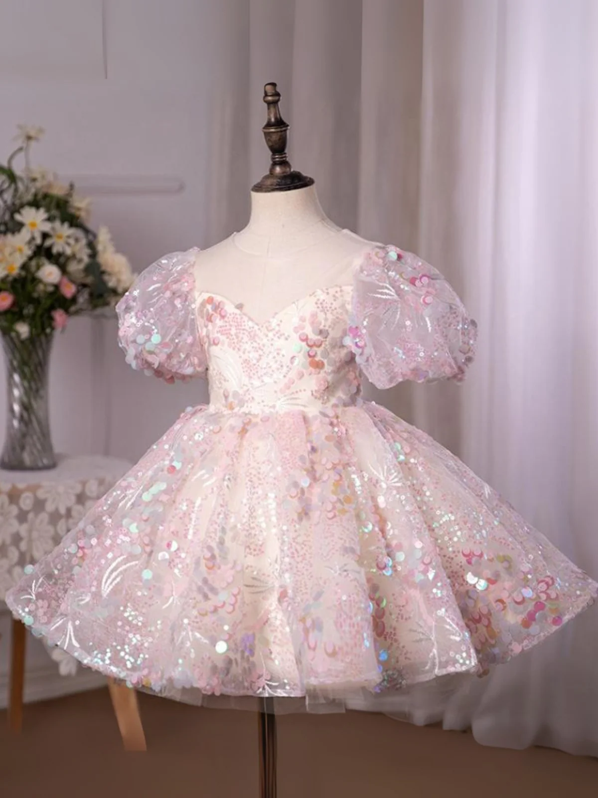 Pink Sequin Magic Mini Special Occasion Dress - Image 5