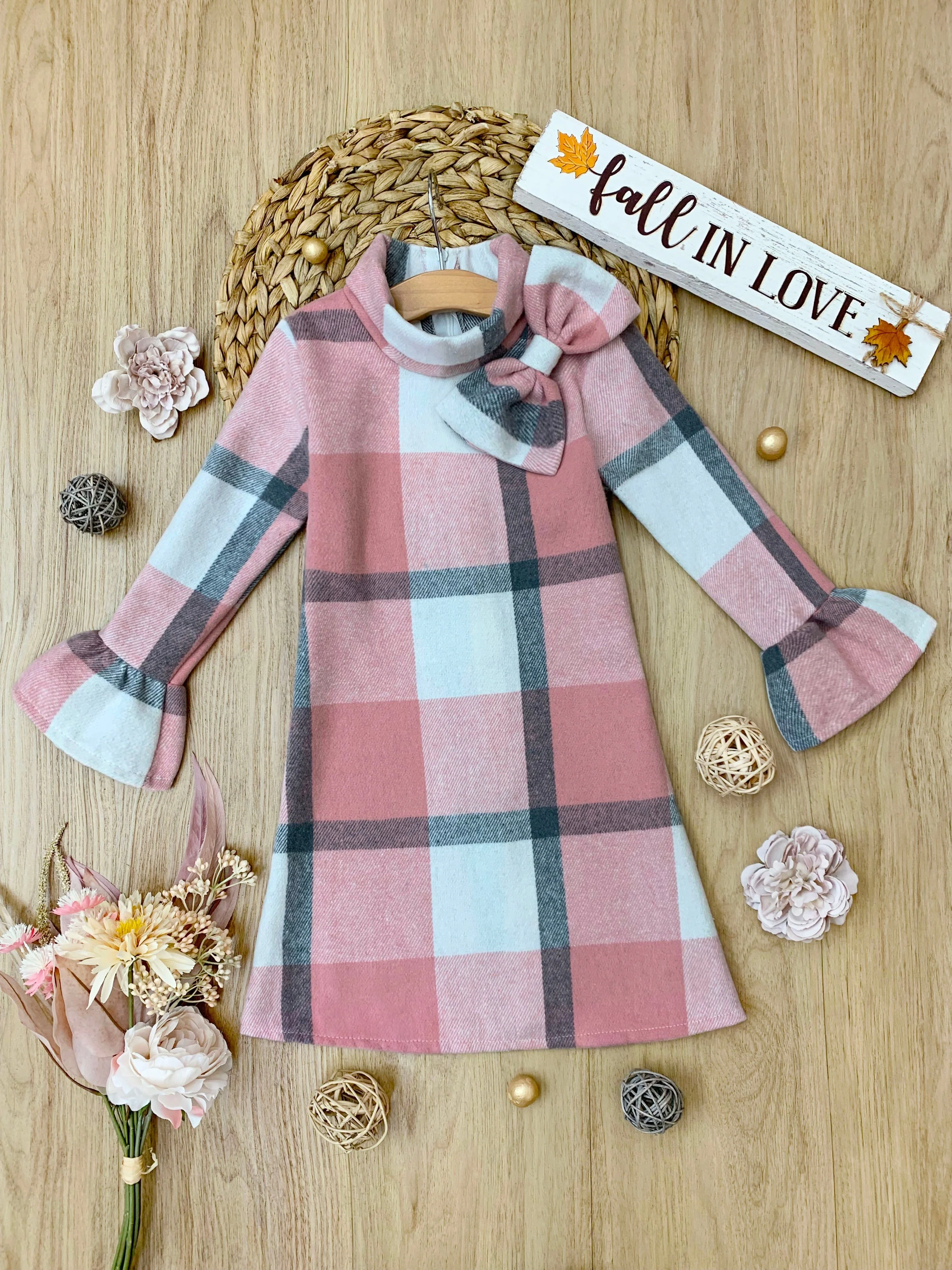Fall In Love Pink Plaid Flannel Dress - Image 3