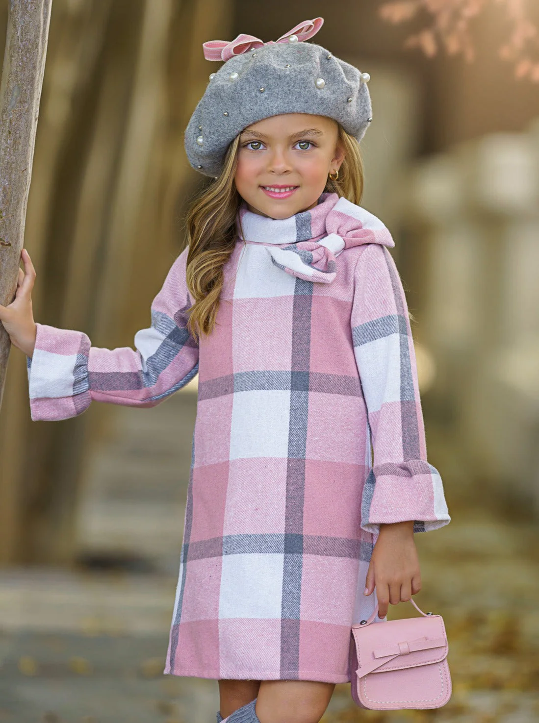 Fall In Love Pink Plaid Flannel Dress - Image 4