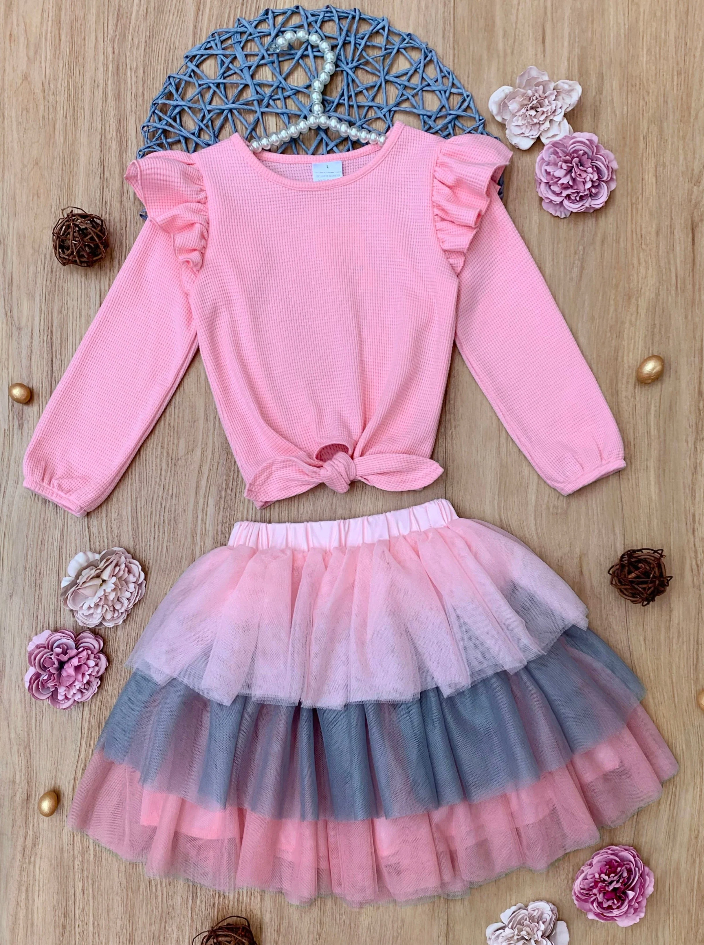 Pink Ruffle Top and Layered Tutu Skirt Set - Image 4